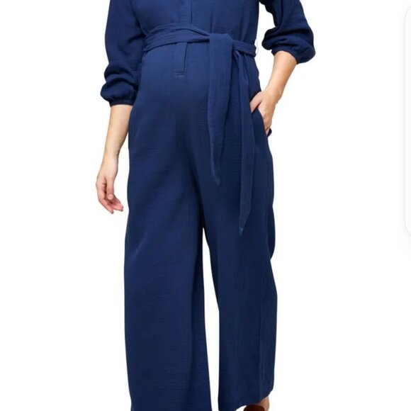 Nom Maternity Pants - NOM MATERNITY Alma Maternity/Nursing Jumpsuit Navy Size XS NWT $ 128.00